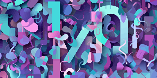 vector illustration of random numbers lots of fonts abstract. designmilk style. the palette is mostly purple with a little bit of blue and green.