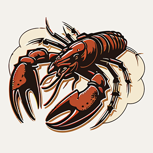Red Lobstah, oblong brown football, sports logo style, white background, vector