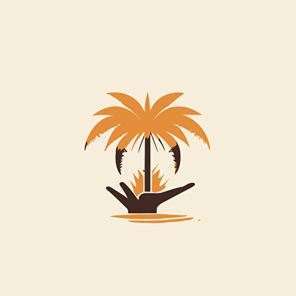 vector logo palm in hand , minimalistic