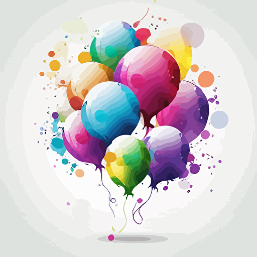 colorful birthday balloons, illustration, vector, white background