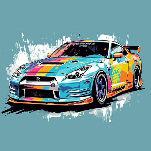vector design for print, jdm car, colorful, high quality, nissan