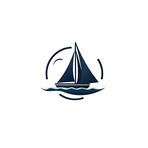 negative space logo for a brand using a modern yacht, flat design, minimal, vector, white background
