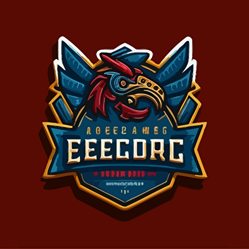 Consigue el mejor logo para un equipo de esports, estilo urbano. El logotipo debe de tener un dragón del viento tipo azteca en estilo de dibujo animado, simple, en colores rojo, azul cielo, y tonos oscuros y dorados. Debe de ser en arte de vectores, vector art, arte minimalista, deportivo, logotipo, dragón, azul, viento, vectores. 1:1, 3000 megapixeles