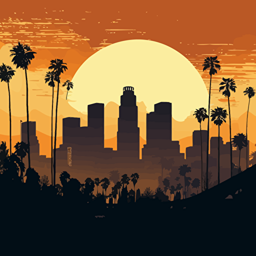 gritty los angeles skyline, vector