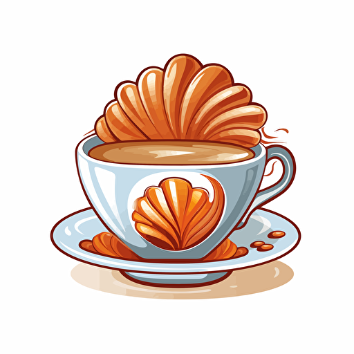 a cup of coffee, with the logo of a sea shell on it, vector, 2d,