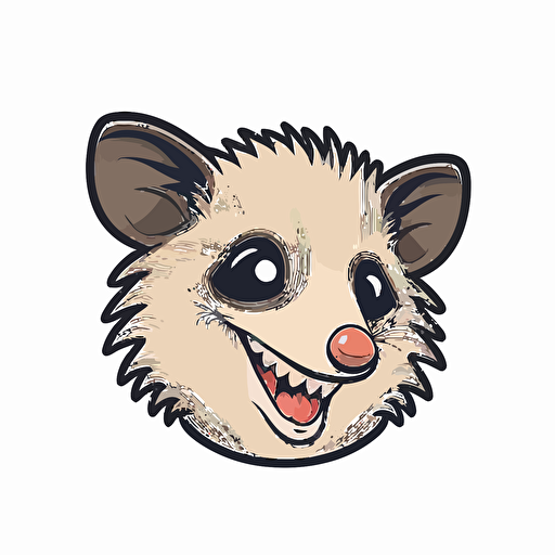 cartoon opossum head smiling rescued transparent background vector