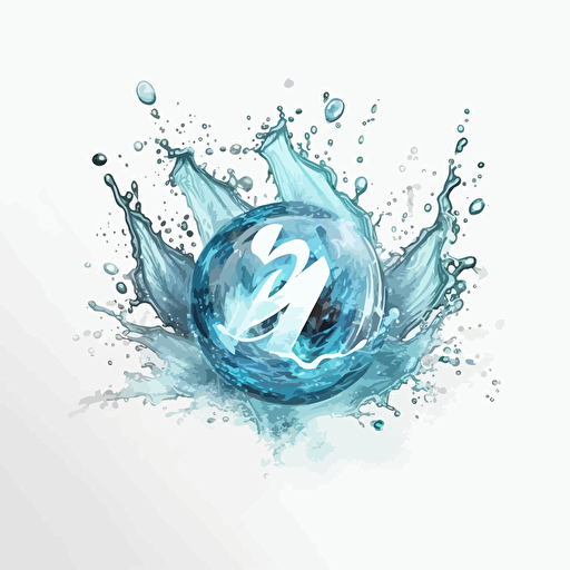 water based magic effect, spell cast,digital art, vector, sticker, white background