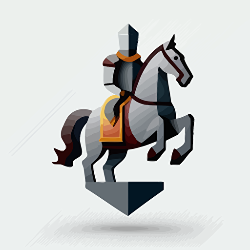a knight on a chest horse icon, basic shapes, simple, vector, clean white background