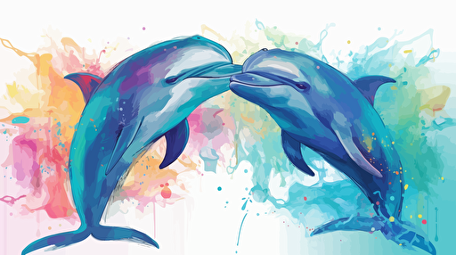 two dolphins in love, vibrant digital vector illustration.style by artgerm c 4 s500