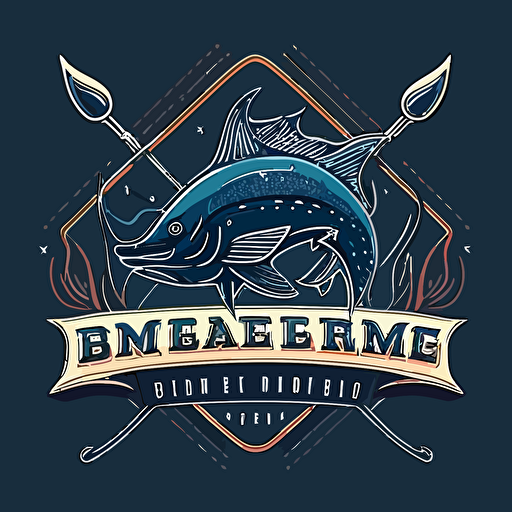 deep sea big game fishing logo, simple, vector style, flat colors, line shading, no gradients