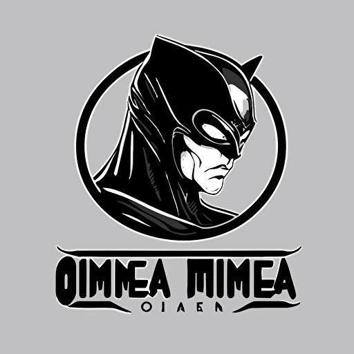 logo design for an online comic store, minimalist, vector, black, silver, omega