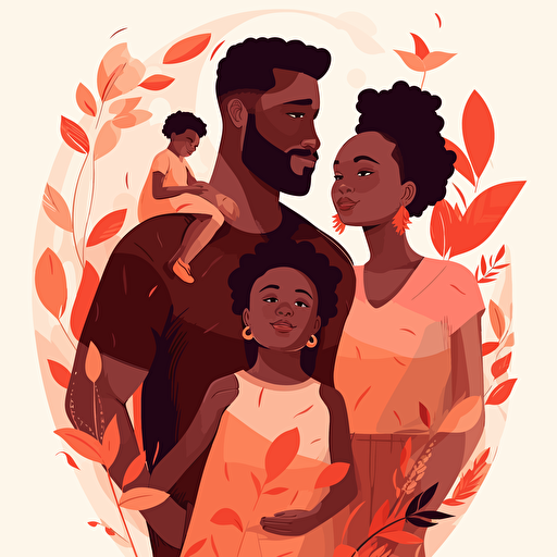 vector illustration of extremely beautiful black couple celebrating black love, with son