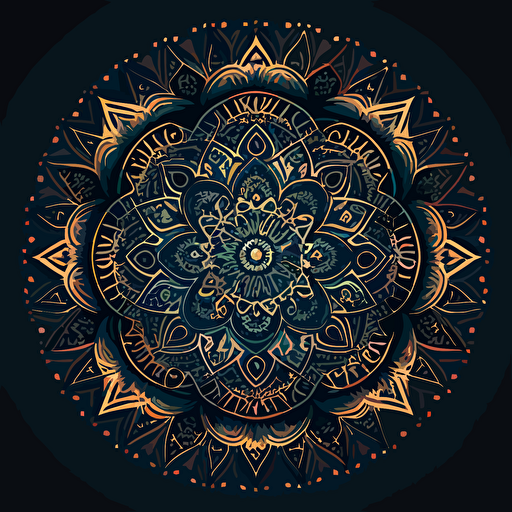Draw an intricate mandala with patterns and symbols that represent your unique personality, vector style