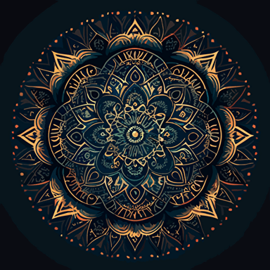 Draw an intricate mandala with patterns and symbols that represent your unique personality, vector style