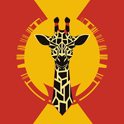 flag of fictional african country flat vector red yellow black masai giraffe logo emblem