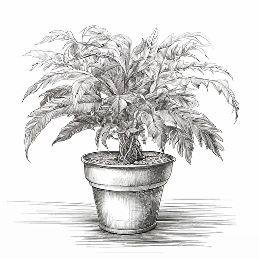 a technical line drawing of a pot plant