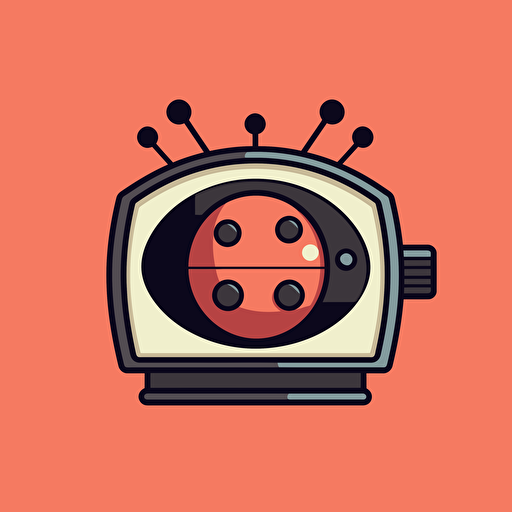 logo of ladybug in the shape of television, flat 2d, vector, illustration, minimalist, simple, red and black colors, modernist style, Matt Anderson inspired