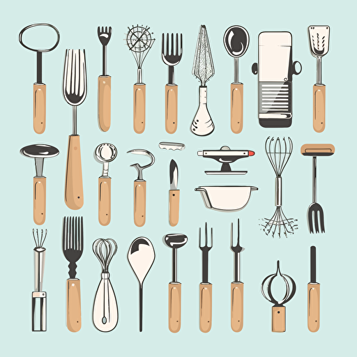 generic kitchen utensils vector