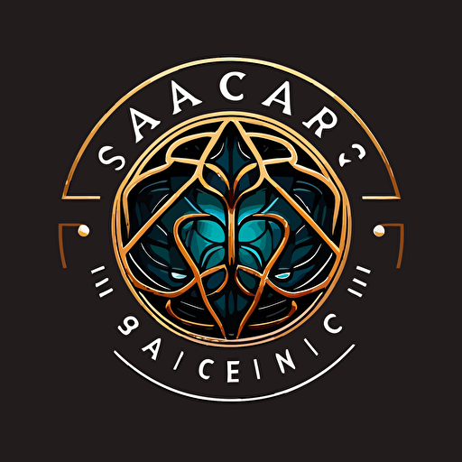 an emblem logo for an art & science AI company, simple, vector
