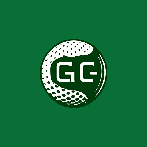 a emblem for a golf ball company, letters g and c, green background, simple, minimalist, vector