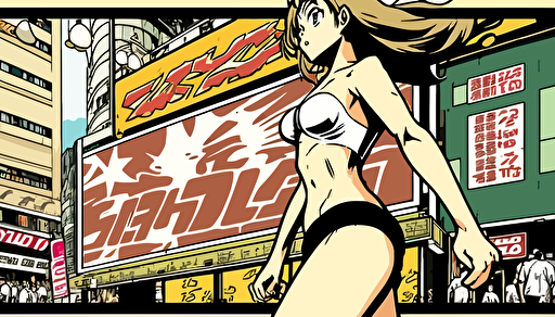 tokyo, a street scene in akihabara, manga commercials and billboards, manga comic style, vector illustration