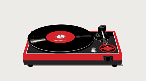 vinyl record player, NBA team logo, vector, black red