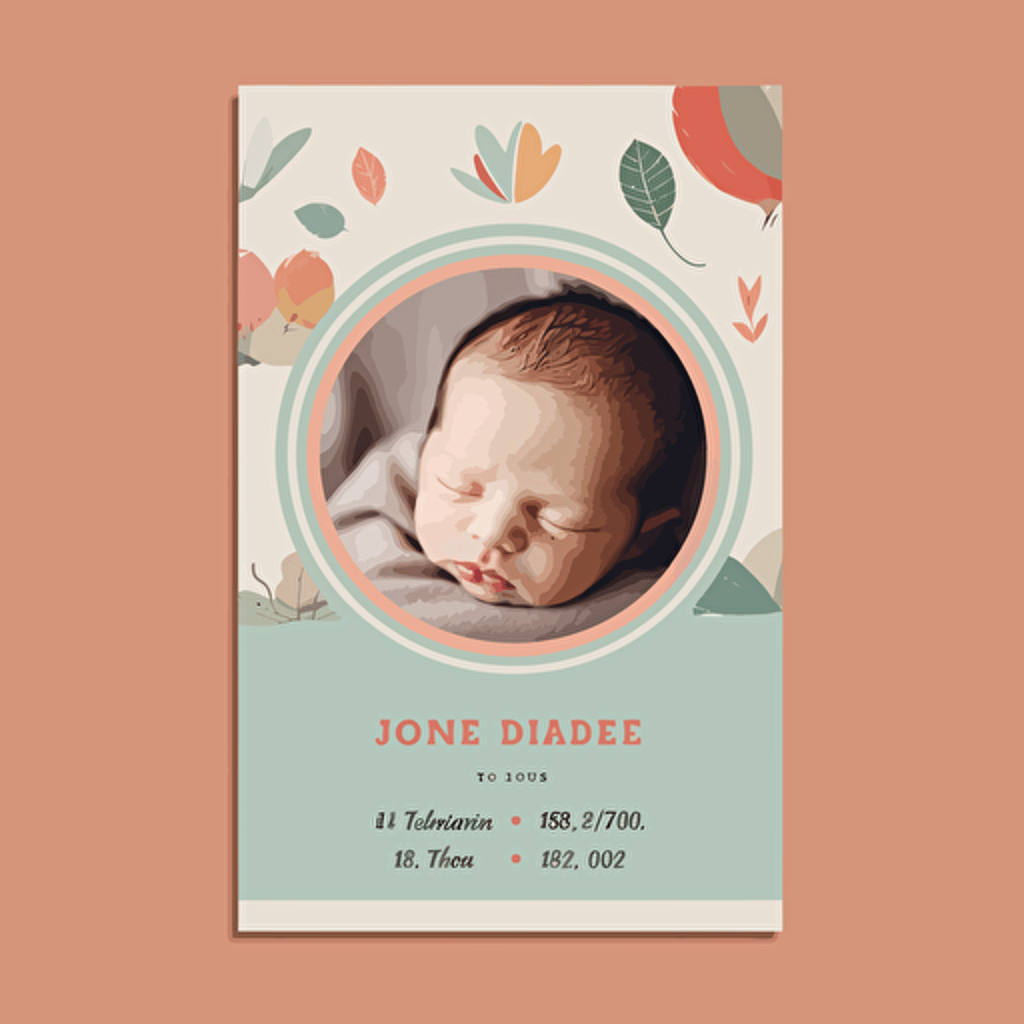 Birth Announcement Card, A7, vector, no text