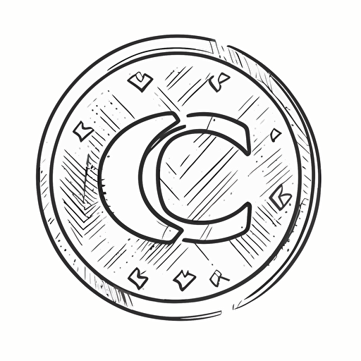 a simple sketch of a crypto currency called "CC" on white background, logo, vector