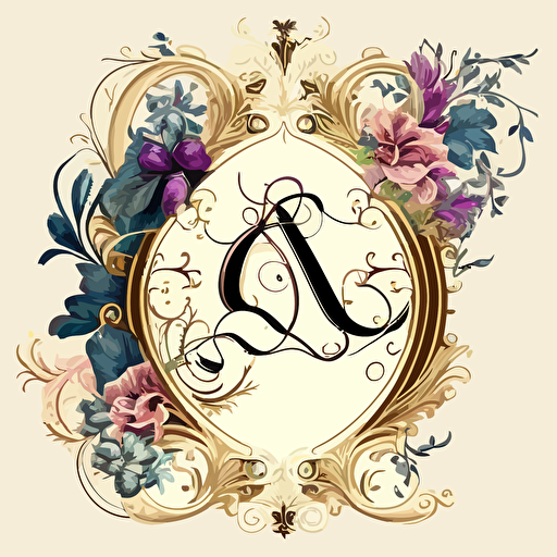 Victorian design Wedding LEtter frame, Vector