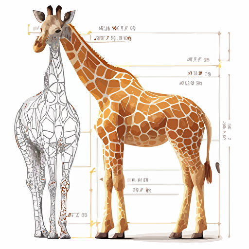 cute drawing of a giraffe whole body, vector , for kids