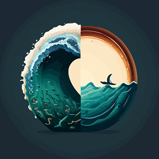 a vector image showing an ocean of water pouring onto a bottle cap versus the opposite