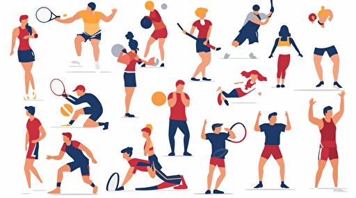 flat illustration, people sport, vector, set