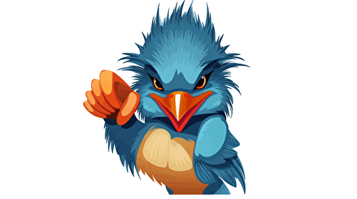 vector illustration of two human-like kingfisher with muscle arms who is pointing with the left arm to the camera, like a "we want you"-sign. The Bird is looking ambishious in the camera