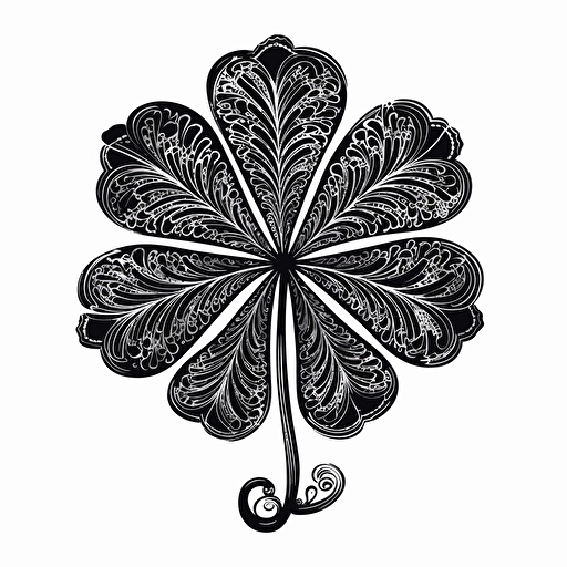 a woodcut vector one color shamrock clover black against white backgorund