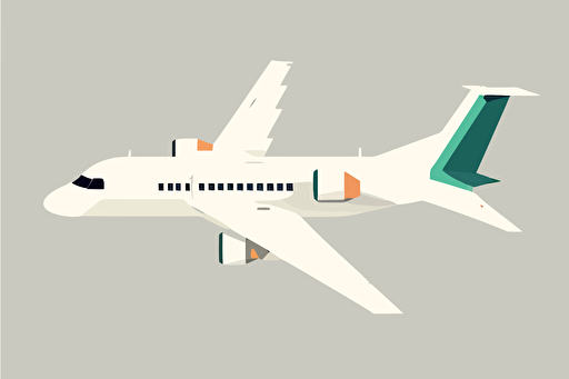 white passenger plane seen from overhead, simple, minimalist, style of takeshi murakami, vector,