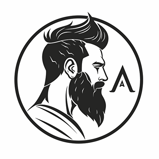 Alpha stoic male illustration, minimal, outline strokes only, black and white, logo, vector, minimallistic, white background
