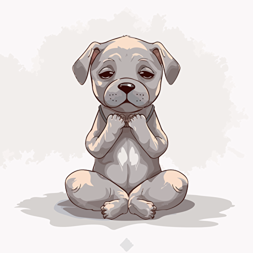 Vector style, a cute meditate dog , clear background, white background, adobe illustration tracing, svg, HD