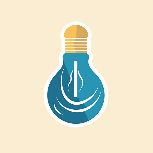 very simple basic no detail line drawing vector solid sleek and modern logo for TideLight using the initials "TL" combined creatively, representing both the ocean and LED technology. ripple is around the base of the bulb and the logo letter is in the bulb blue and golden yellow. keep it very simple