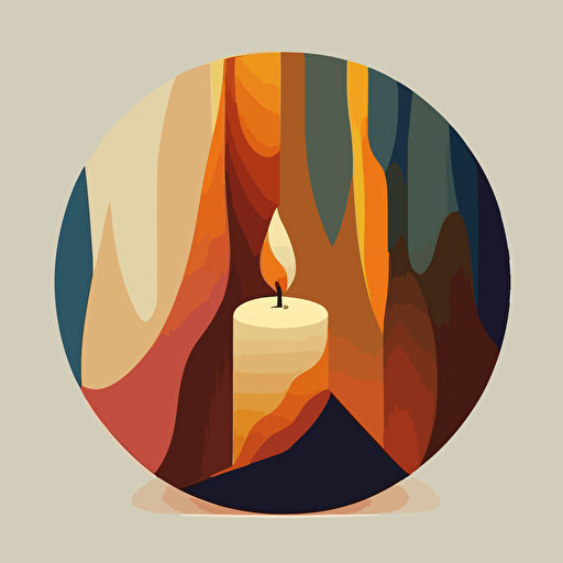 simple vector logo, candle related, warm colors, with background, no text,