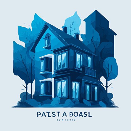 illustration for decoration of a real estate agency with shades of blue in vector style