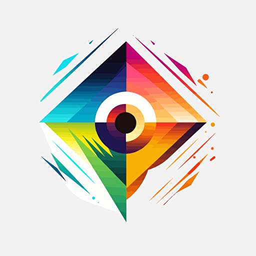 Logo for a digital agency, ABSTRACT, with eyes, colorful, vector, rising arrow, no background