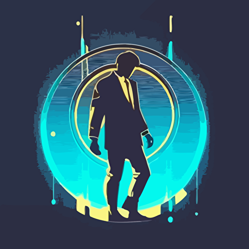 a minimalist poster of an unidentifiable man in handcuffs handcuffs, in the style of futuristic, art deco, cryptocurrency, vector, minimalist