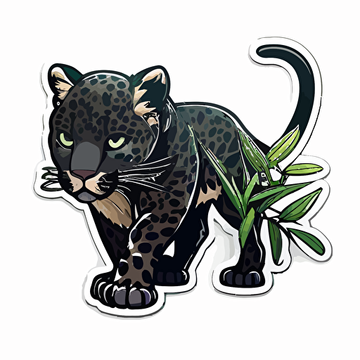 cute panther sticker die cut vector white background