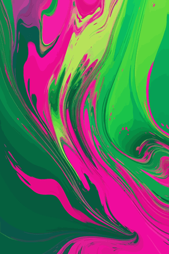 vivid green and pink vibration mixing paint, paint swirls, no border, vector