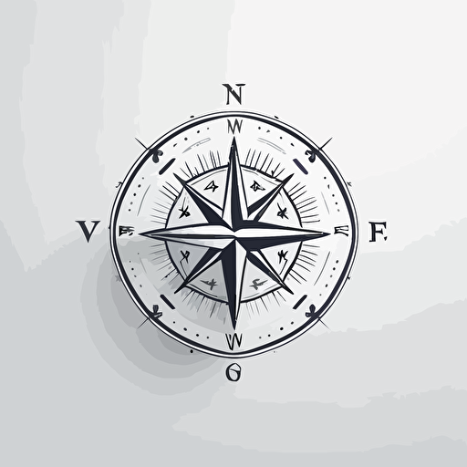 simple flat logo of a compass. White background, vector style, line, minimal