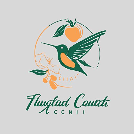 a simple two color vector logo for health coach, inspired by hummingbird, florals, fruits and vegetables, japan style, vector, logo
