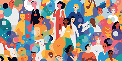 diversity and inclusion in the workplace, vector, flat, happy, smiles, corporate, collage, colorful
