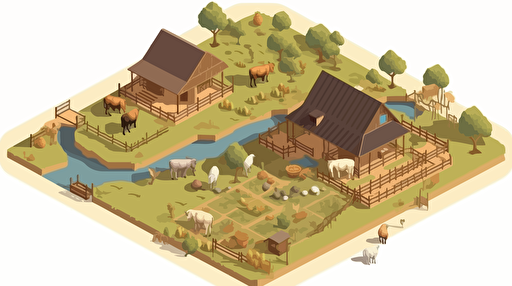 vector illustration of african farm. Isometric perspective. only flat colors.