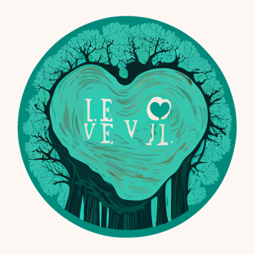 love on the earth, no background, tiffany blue, vector, log, flat, simple, bisco smith
