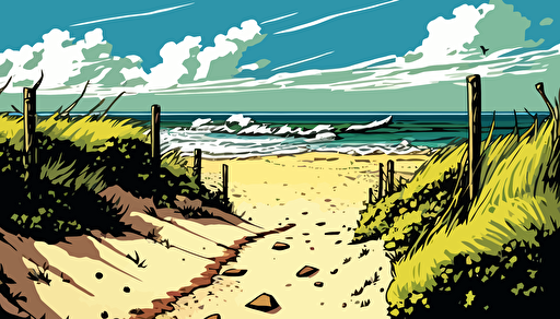 beach, sea, comic, vector